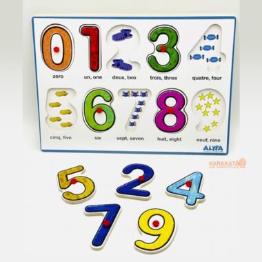 Puzzle numerique a boutons en bois