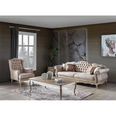 BALAT KREM SOFA SET (3+2+B)