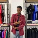 Chemise manche longue rouge à carreaux Made in Benin